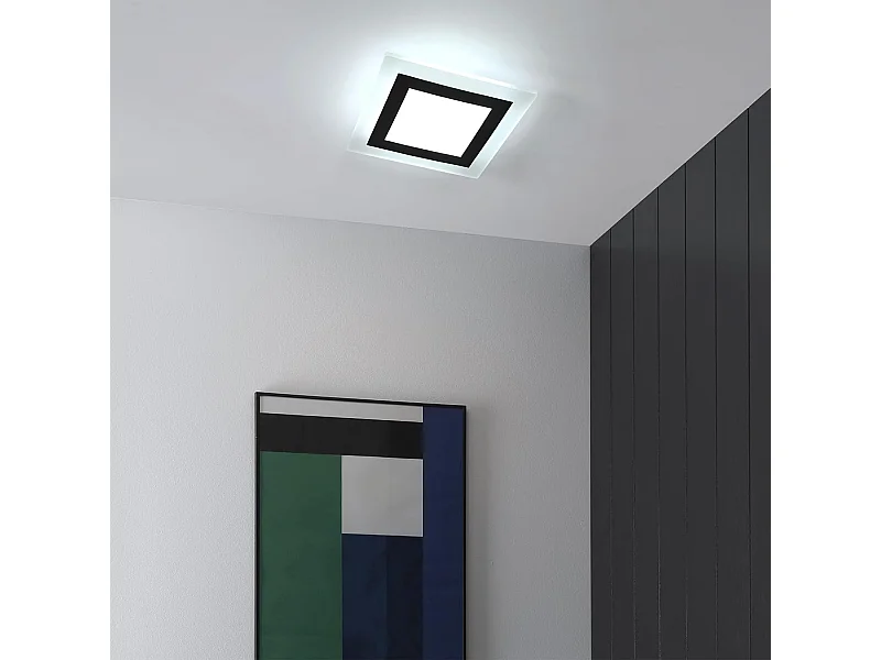 Plafonnier LED créatif 24W 2500lm, carré en aluminium et acrylique, pour salon, chambre, cuisine, salle à manger, lumière blanche froide 6500K