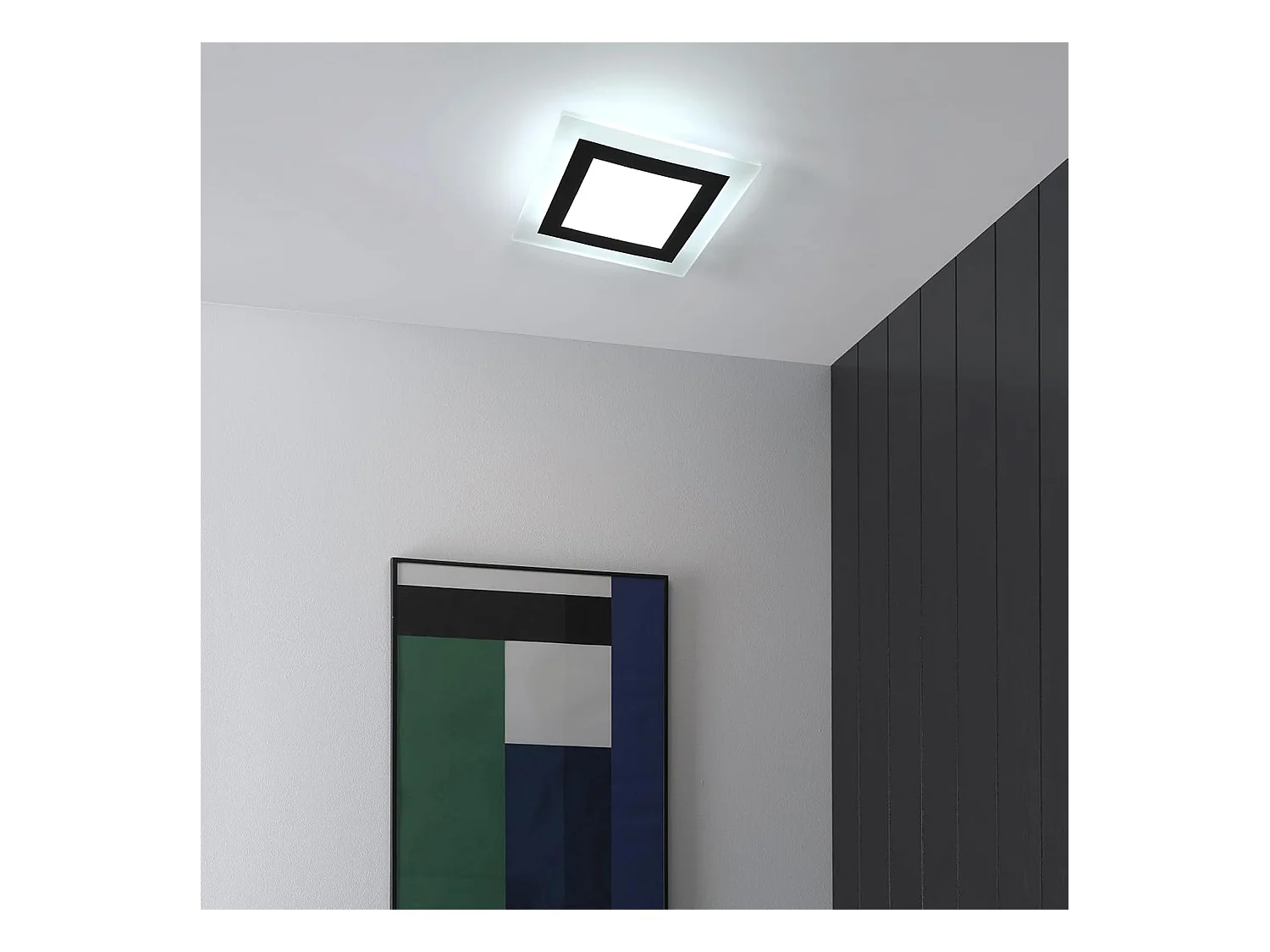 Plafonnier LED créatif 24W 2500lm, carré en aluminium et acrylique, pour salon, chambre, cuisine, salle à manger, lumière blanche froide 6500K