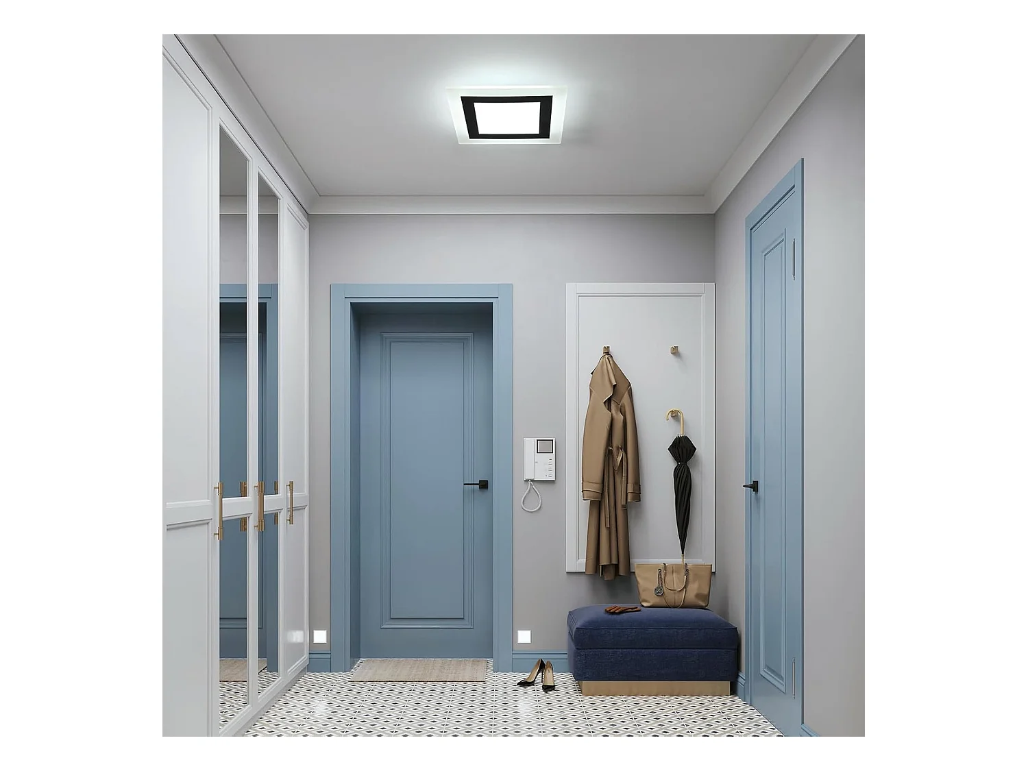 Plafonnier LED créatif 24W 2500lm, carré en aluminium et acrylique, pour salon, chambre, cuisine, salle à manger, lumière blanche froide 6500K