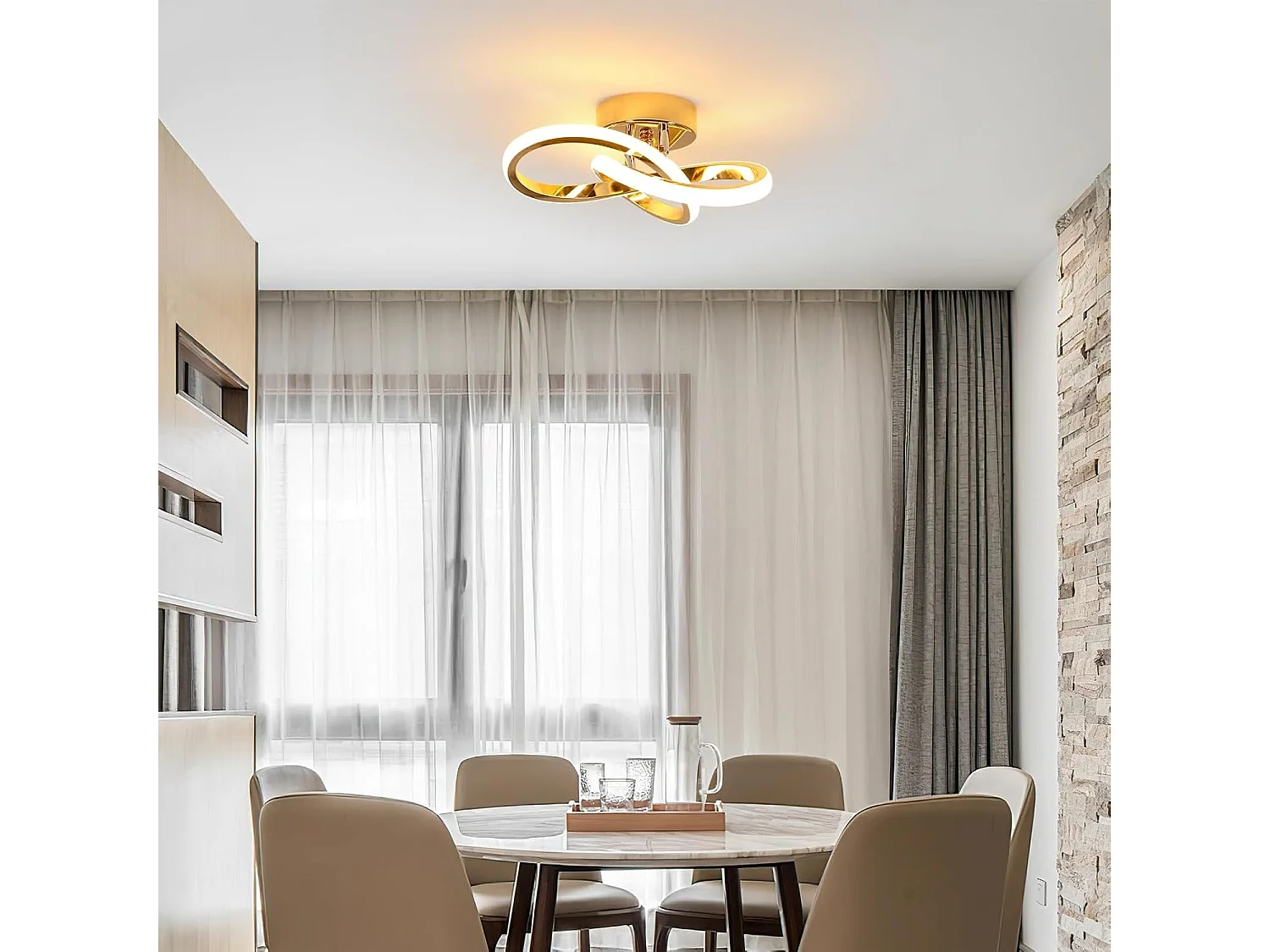 Plafonnier LED moderne, 22 W, 2 500 lm, design en forme de trèfle, pour chambre, couloir, cuisine, salle de bain, lumière blanche chaude 3000 K