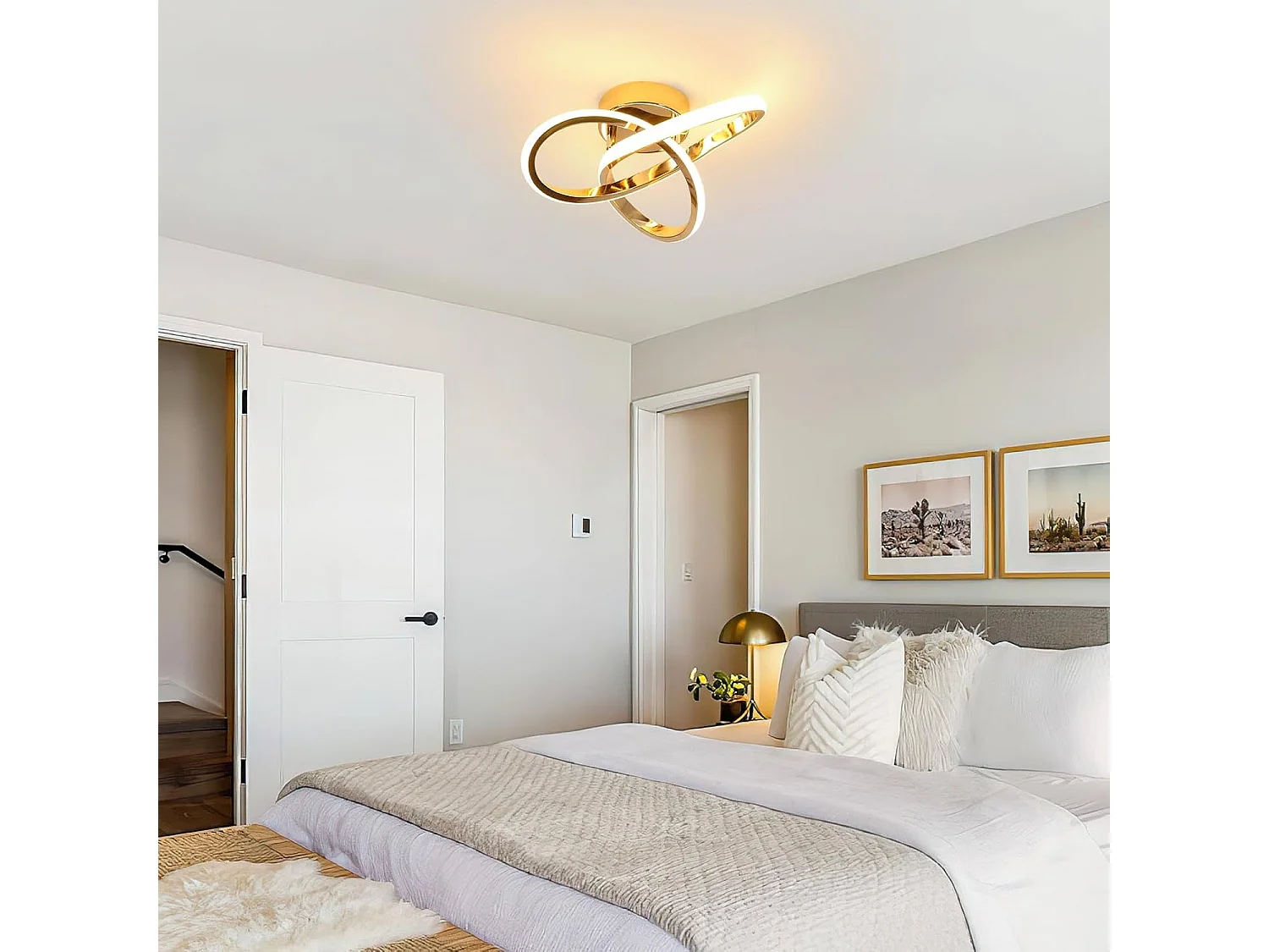 Plafonnier LED moderne, 22 W, 2 500 lm, design en forme de trèfle, pour chambre, couloir, cuisine, salle de bain, lumière blanche chaude 3000 K