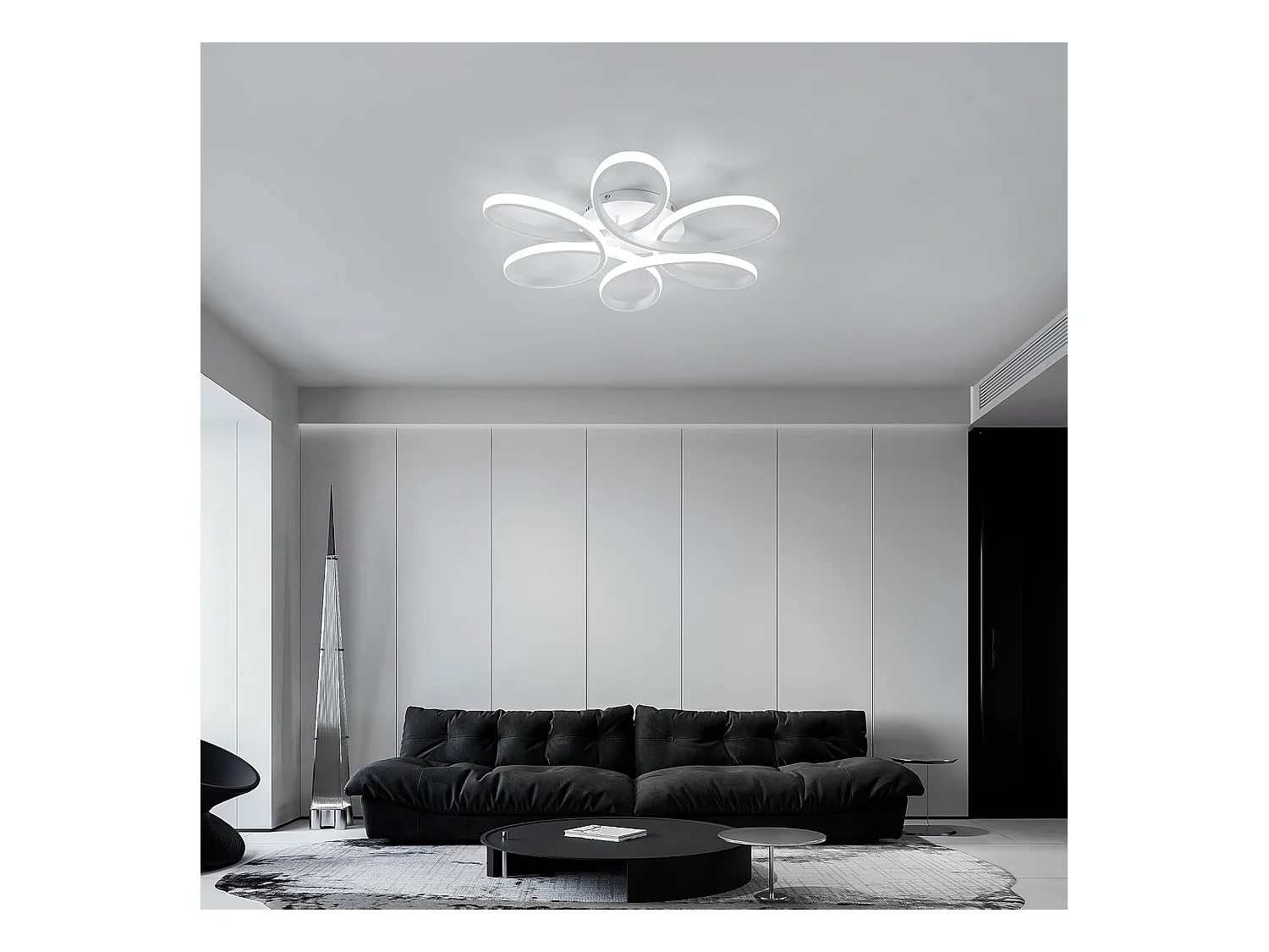 Plafonnier LED, 75W, 6750lm, plafonnier LED, style moderne, plafonnier de salon, blanc, 6500K, lumière blanc froid, diamètre 59 cm