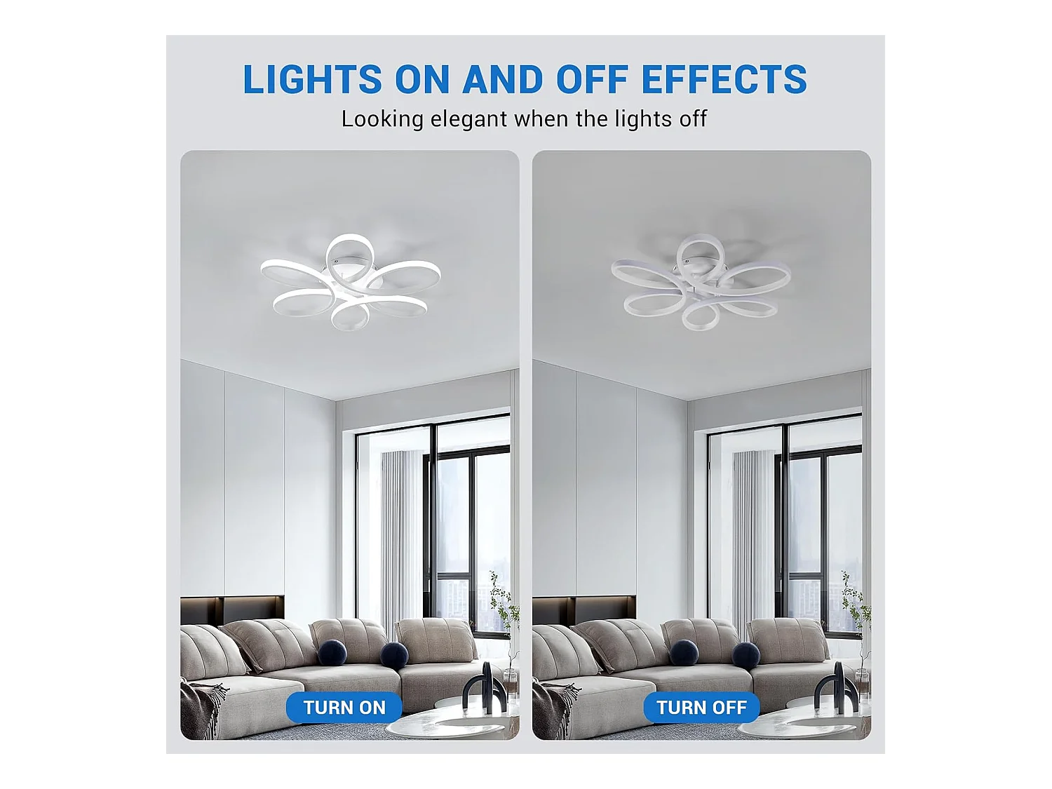 Plafonnier LED, 75W, 6750lm, plafonnier LED, style moderne, plafonnier de salon, blanc, 6500K, lumière blanc froid, diamètre 59 cm