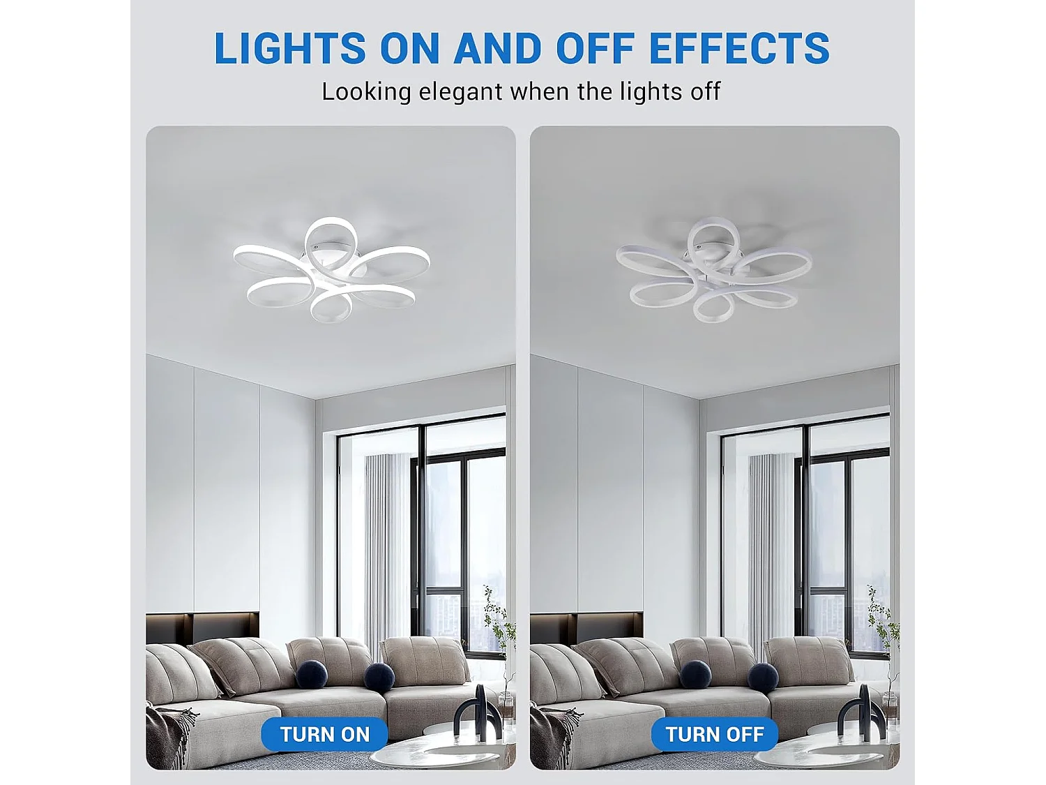 Plafonnier LED, 75W, 6750lm, plafonnier LED, style moderne, plafonnier de salon, blanc, 6500K, lumière blanc froid, diamètre 59 cm