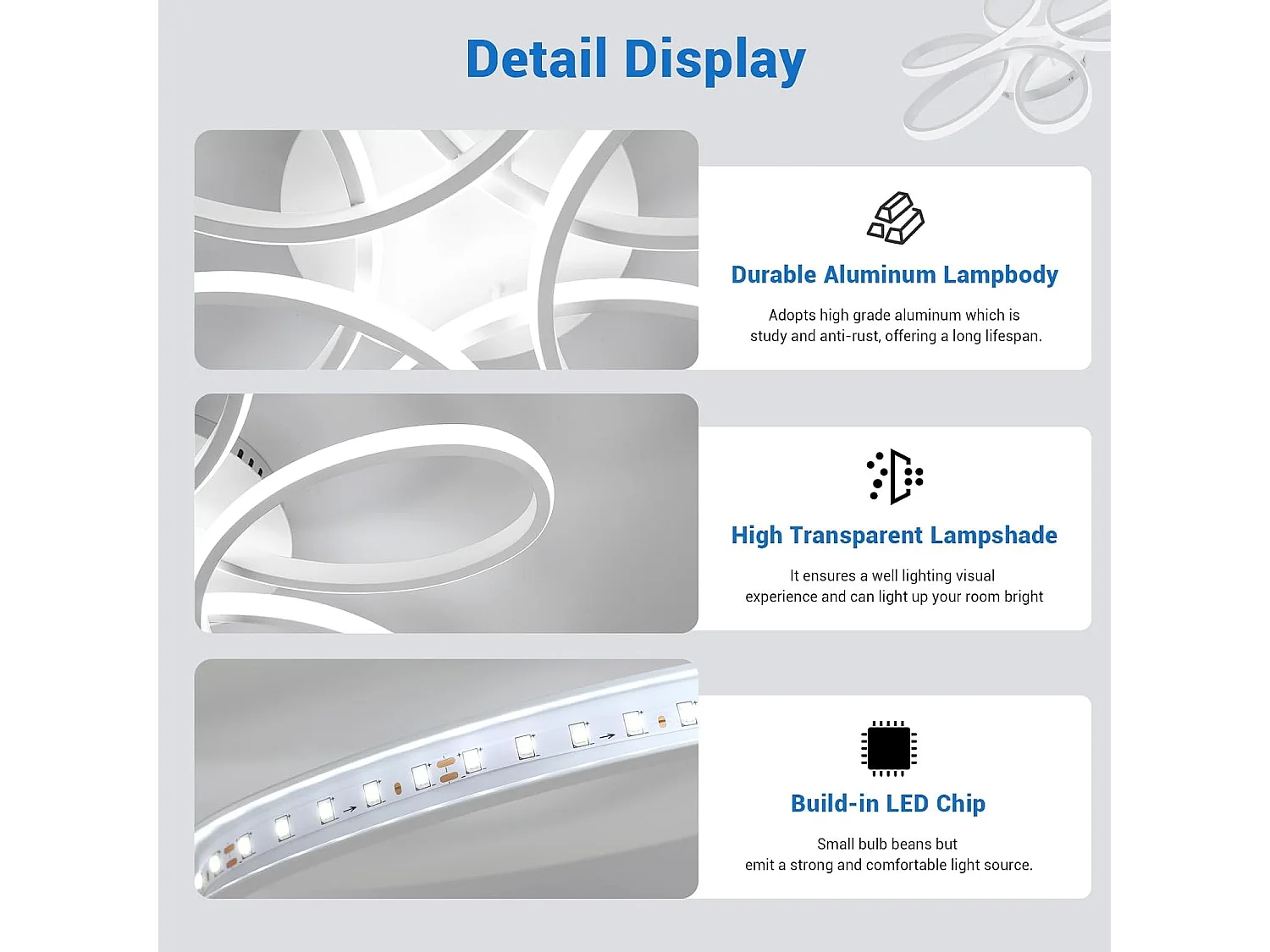 Plafonnier LED, 75W, 6750lm, plafonnier LED, style moderne, plafonnier de salon, blanc, 6500K, lumière blanc froid, diamètre 59 cm