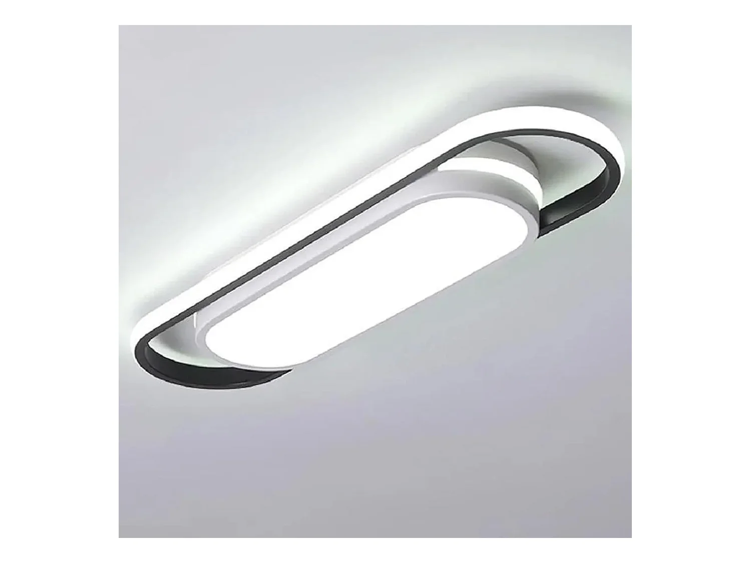 Plafonnier LED Ovale Réglable 3 Couleurs (3000K/4500K/6500K) - 30W - Aluminium Noir/Blanc - 48*12.5*5cm - 220V