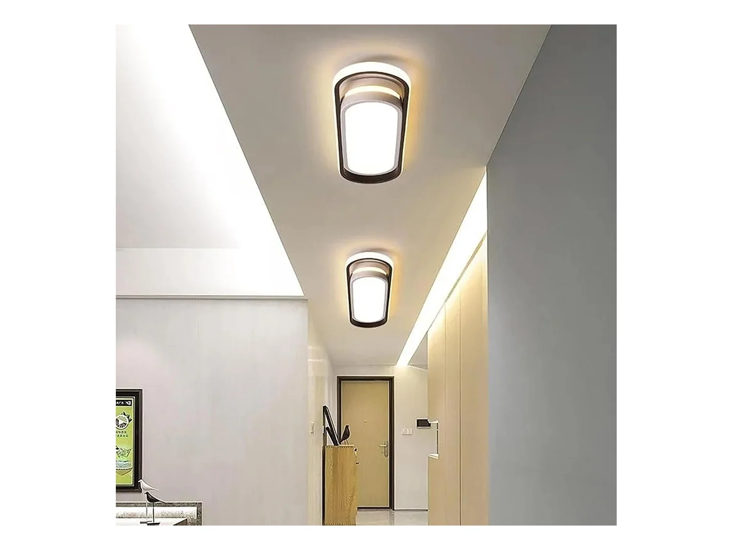 Plafonnier LED Ovale Réglable 3 Couleurs (3000K/4500K/6500K) - 30W - Aluminium Noir/Blanc - 48*12.5*5cm - 220V