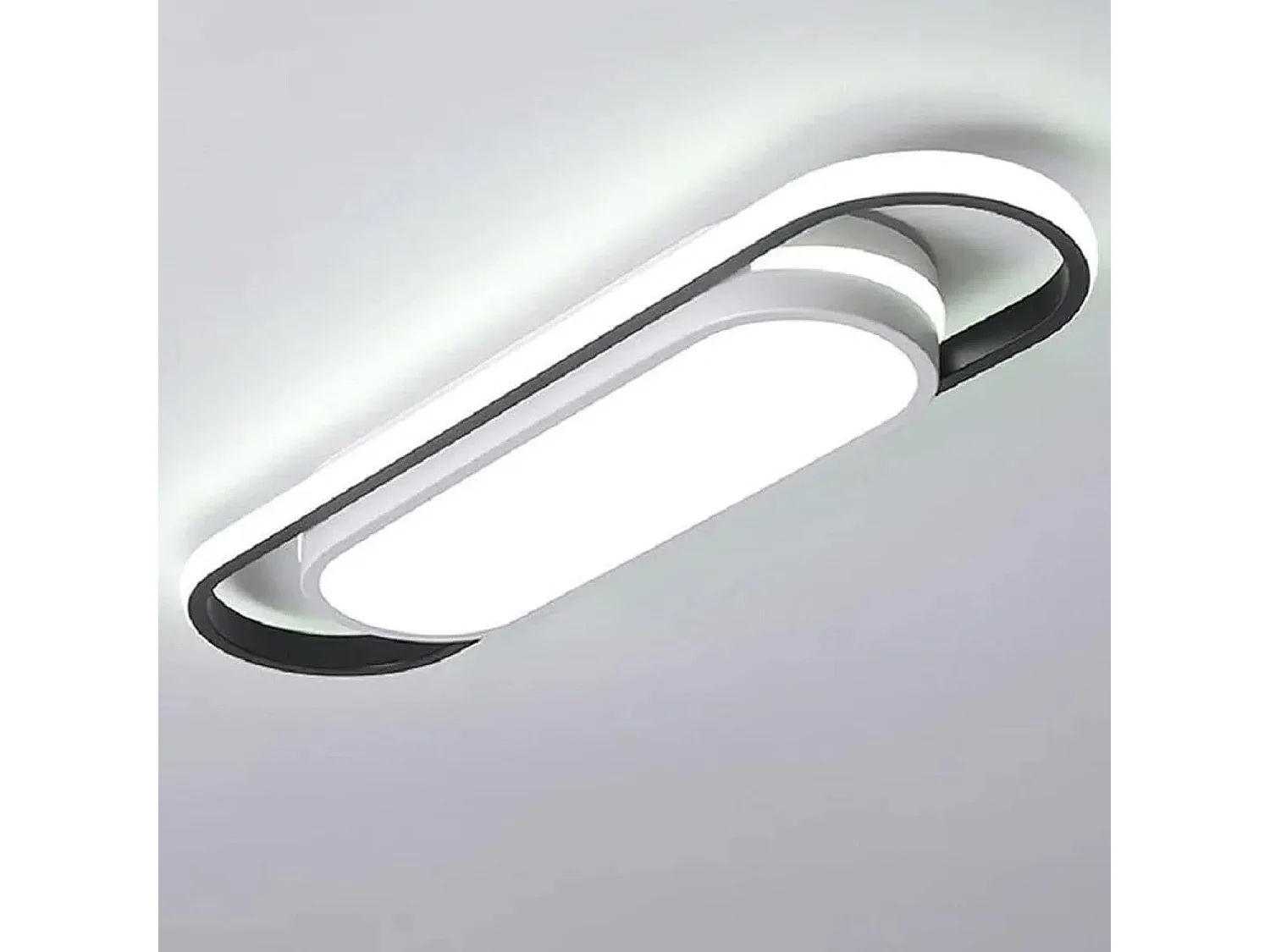Plafonnier LED Ovale Réglable 3 Couleurs (3000K/4500K/6500K) - 30W - Aluminium Noir/Blanc - 48*12.5*5cm - 220V