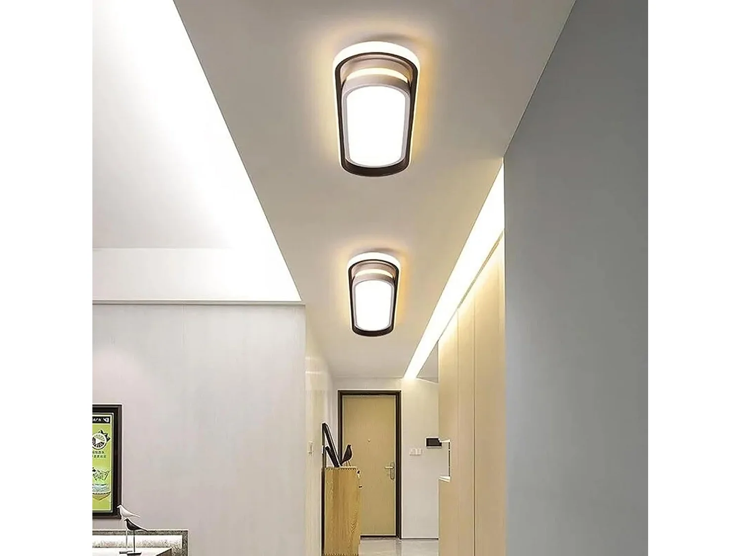 Plafonnier LED Ovale Réglable 3 Couleurs (3000K/4500K/6500K) - 30W - Aluminium Noir/Blanc - 48*12.5*5cm - 220V