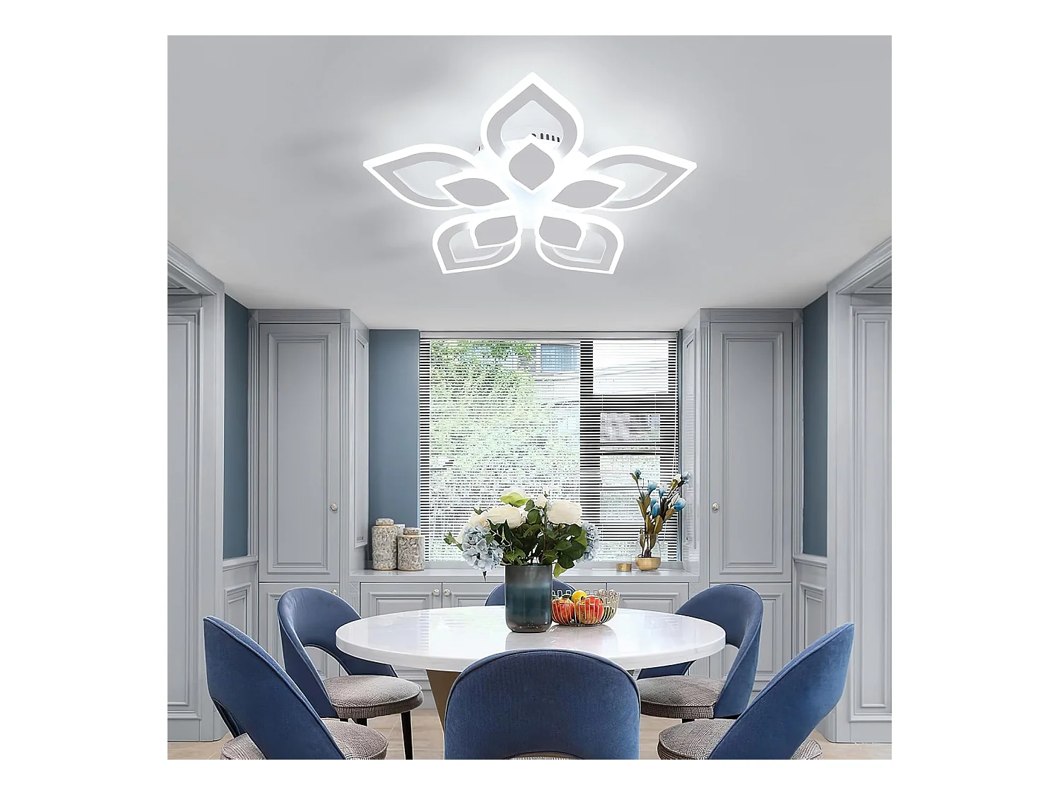 Plafonnier LED moderne 5850 lm, design floral, adapté au salon, à la chambre, à la salle à manger, lumière blanche froide 6500 K, 56 cm
