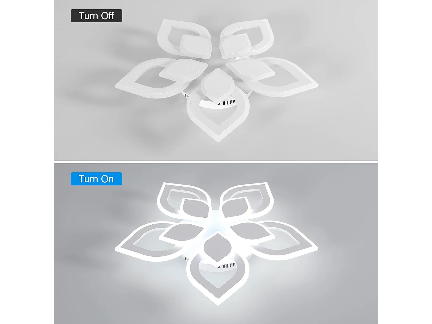 Plafonnier LED moderne 5850 lm, design floral, adapté au salon, à la chambre, à la salle à manger, lumière blanche froide 6500 K, 56 cm