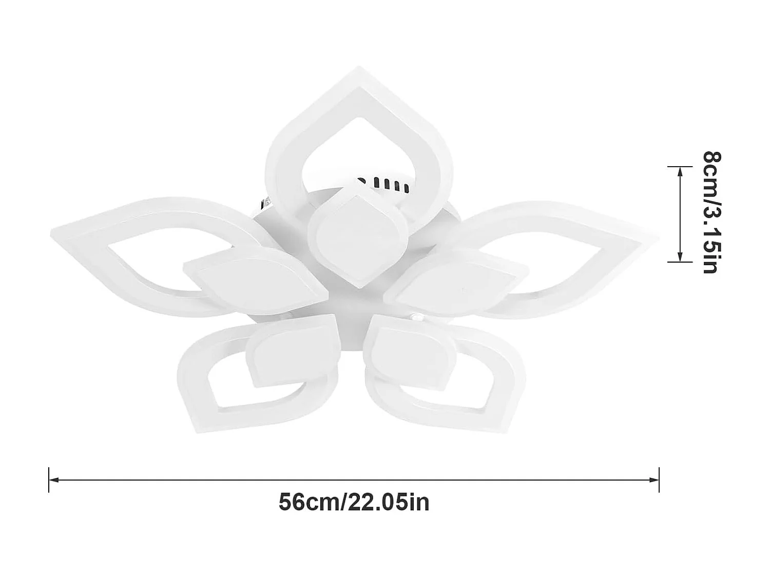Plafonnier LED moderne 5850 lm, design floral, adapté au salon, à la chambre, à la salle à manger, lumière blanche froide 6500 K, 56 cm