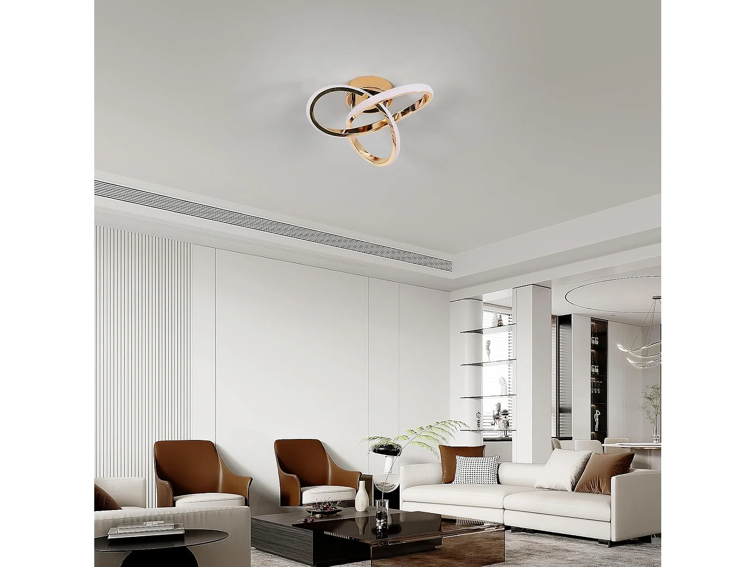 Plafonnier LED doré, plafonnier de salon moderne 22 W, lumière neutre 4 500 K, luminaire créatif en forme de fleur, pour couloir de chambre