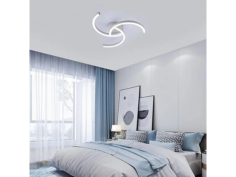 Plafonnier LED moderne en spirale 24 W, luminaire de plafond blanc de 52 cm pour salon et chambre à coucher, lumière blanche froide 6500 K
