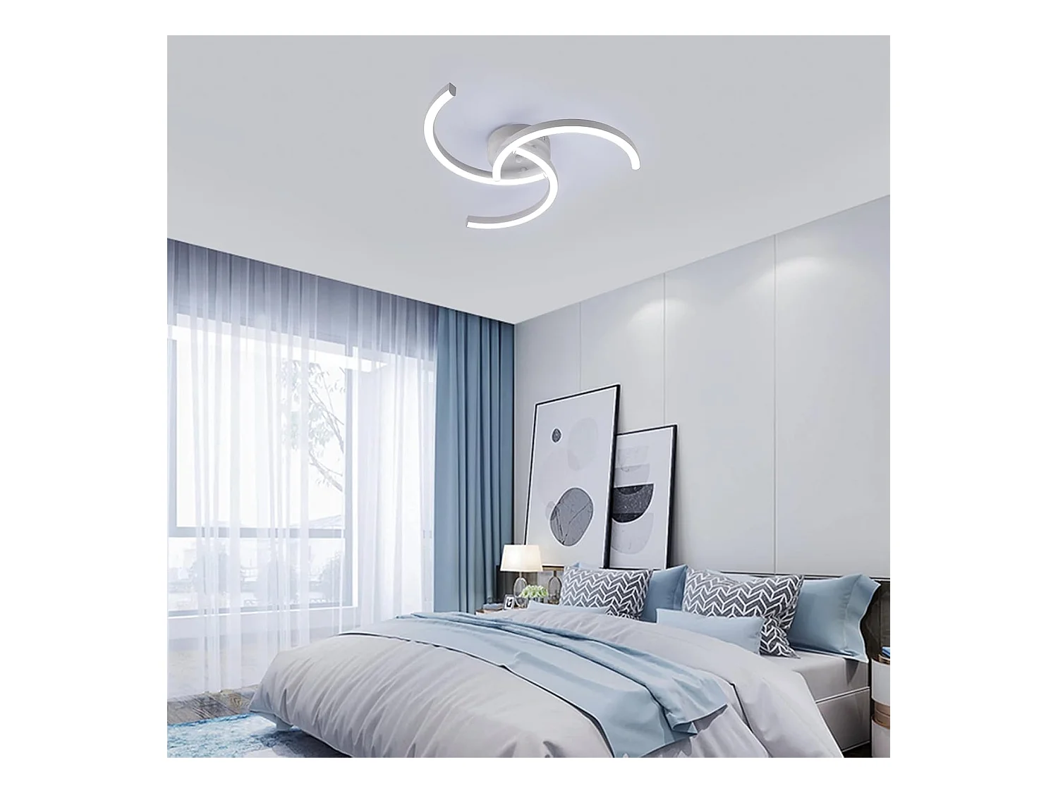 Plafonnier LED moderne en spirale 24 W, luminaire de plafond blanc de 52 cm pour salon et chambre à coucher, lumière blanche froide 6500 K
