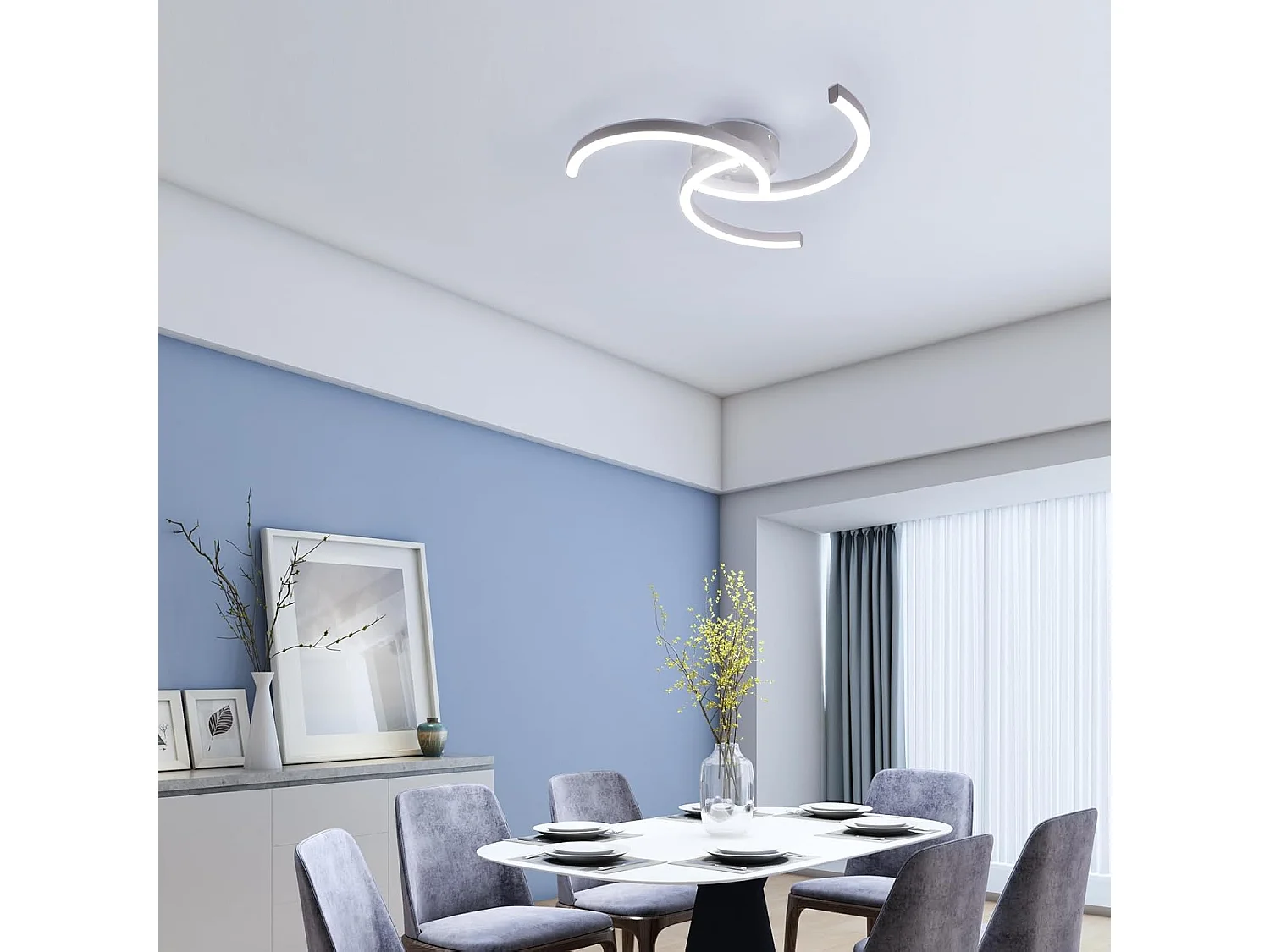 Plafonnier LED moderne en spirale 24 W, luminaire de plafond blanc de 52 cm pour salon et chambre à coucher, lumière blanche froide 6500 K