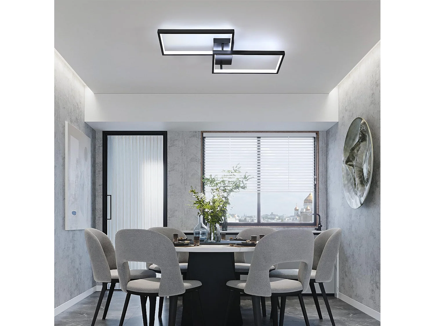 Plafonnier LED à intensité variable avec télécommande, design moderne 35 W, éclairage de salon, de chambre à coucher, de cuisine