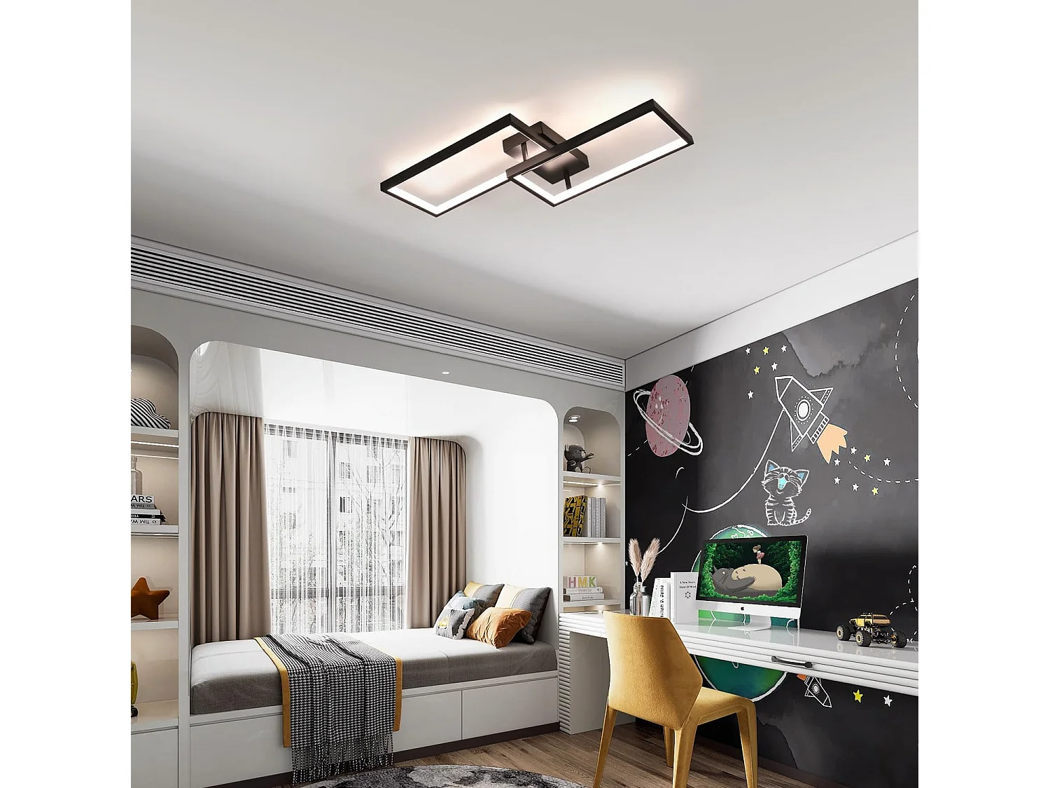 Plafonnier LED à intensité variable avec télécommande, design moderne 35 W, éclairage de salon, de chambre à coucher, de cuisine