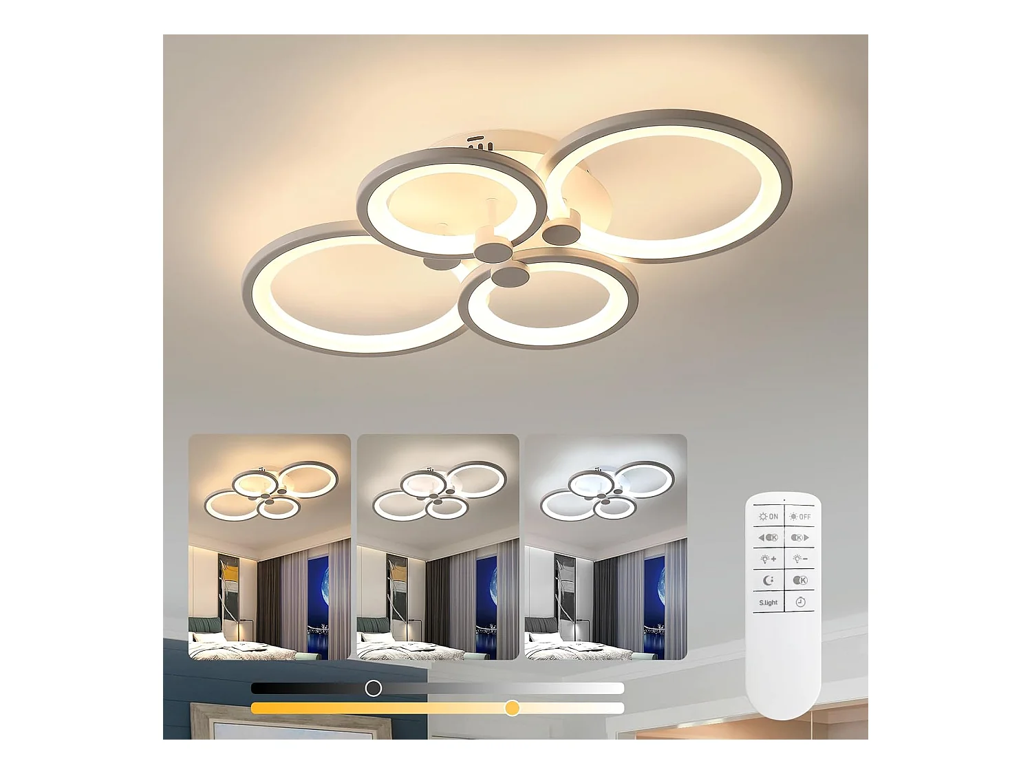 Plafonnier LED 40 W à intensité variable, avec télécommande, 3000 K-6500 K, idéal pour un salon, une chambre ou une cuisine, diamètre 58 cm, blanc