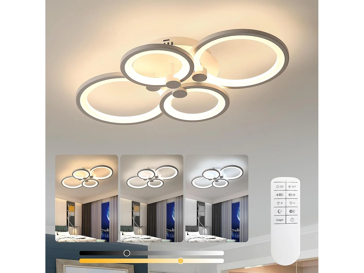 Plafonnier LED 40 W à intensité variable, avec télécommande, 3000 K-6500 K, idéal pour un salon, une chambre ou une cuisine, diamètre 58 cm, blanc