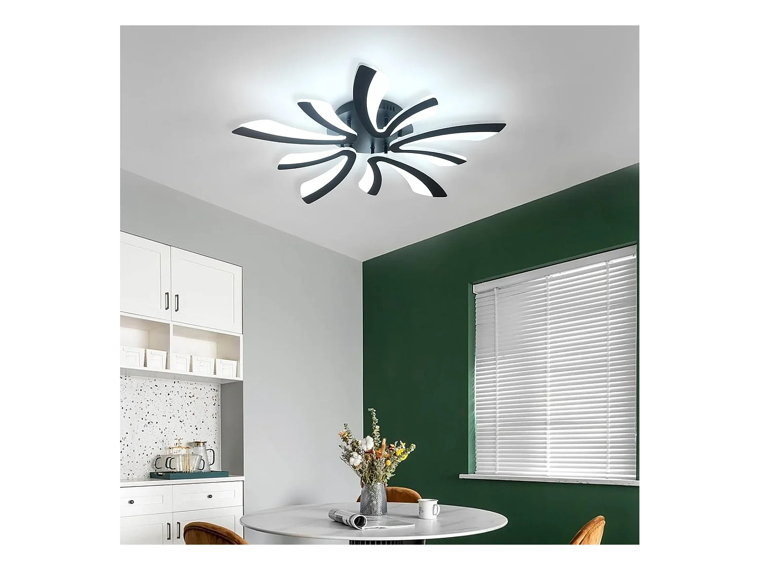 Plafonnier moderne, 50W, 5625lm, éclairage LED, idéal pour un salon ou une chambre à coucher, 72cm, lumière blanche froide 6500K, noir