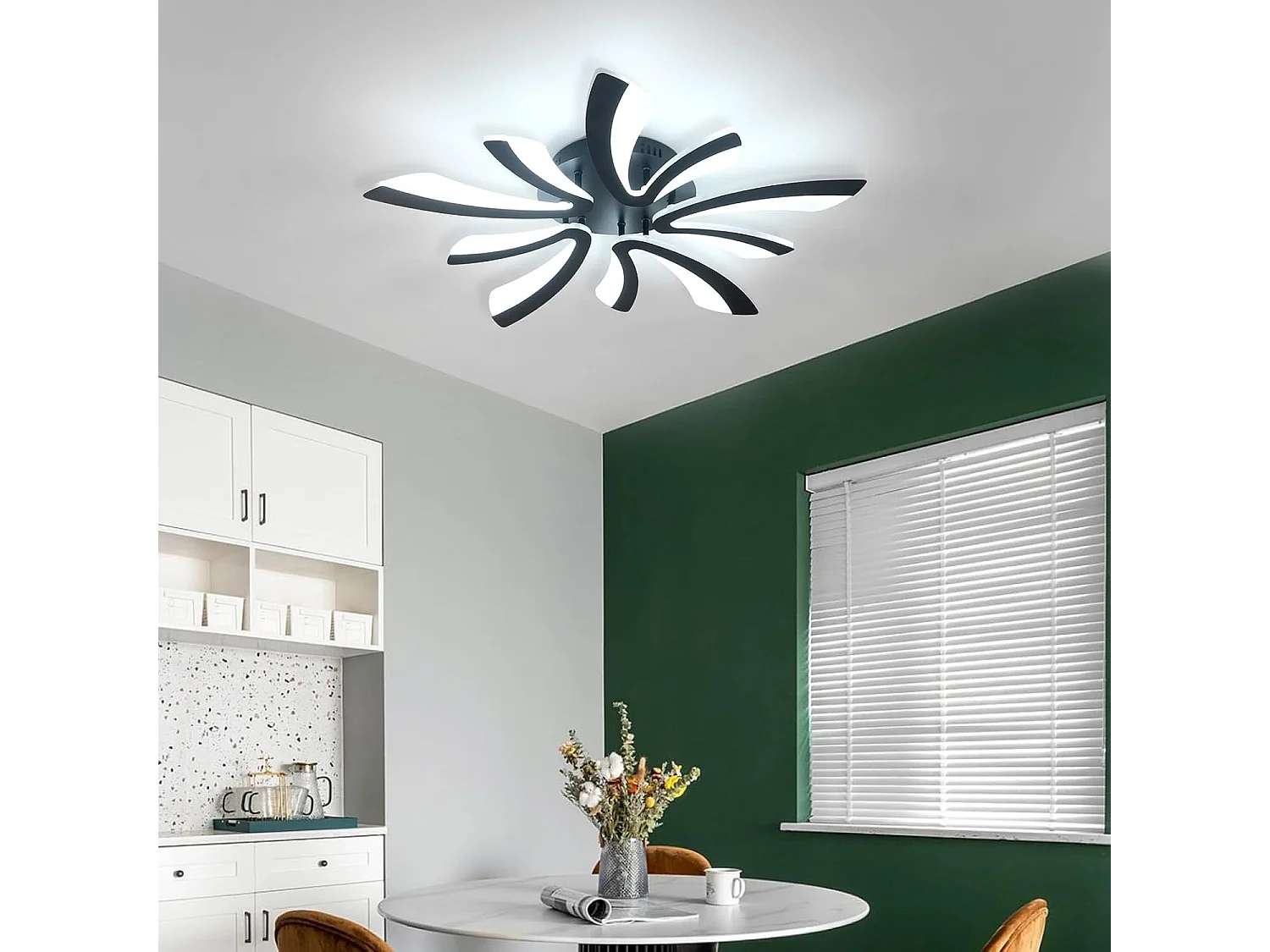 Plafonnier moderne, 50W, 5625lm, éclairage LED, idéal pour un salon ou une chambre à coucher, 72cm, lumière blanche froide 6500K, noir