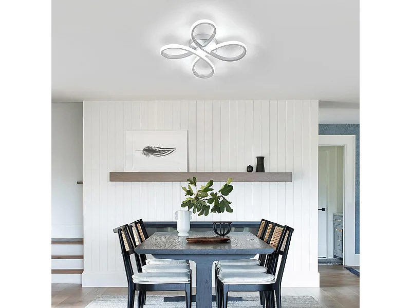 Plafonnier LED 30 W, design floral, éclairage de plafond LED, blanc froid 6 500 K, pour salon, chambre, cuisine, couloir et bureau