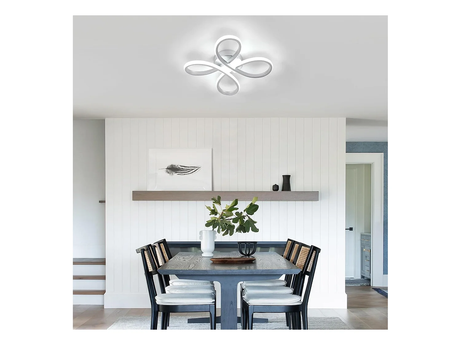 Plafonnier LED 30 W, design floral, éclairage de plafond LED, blanc froid 6 500 K, pour salon, chambre, cuisine, couloir et bureau