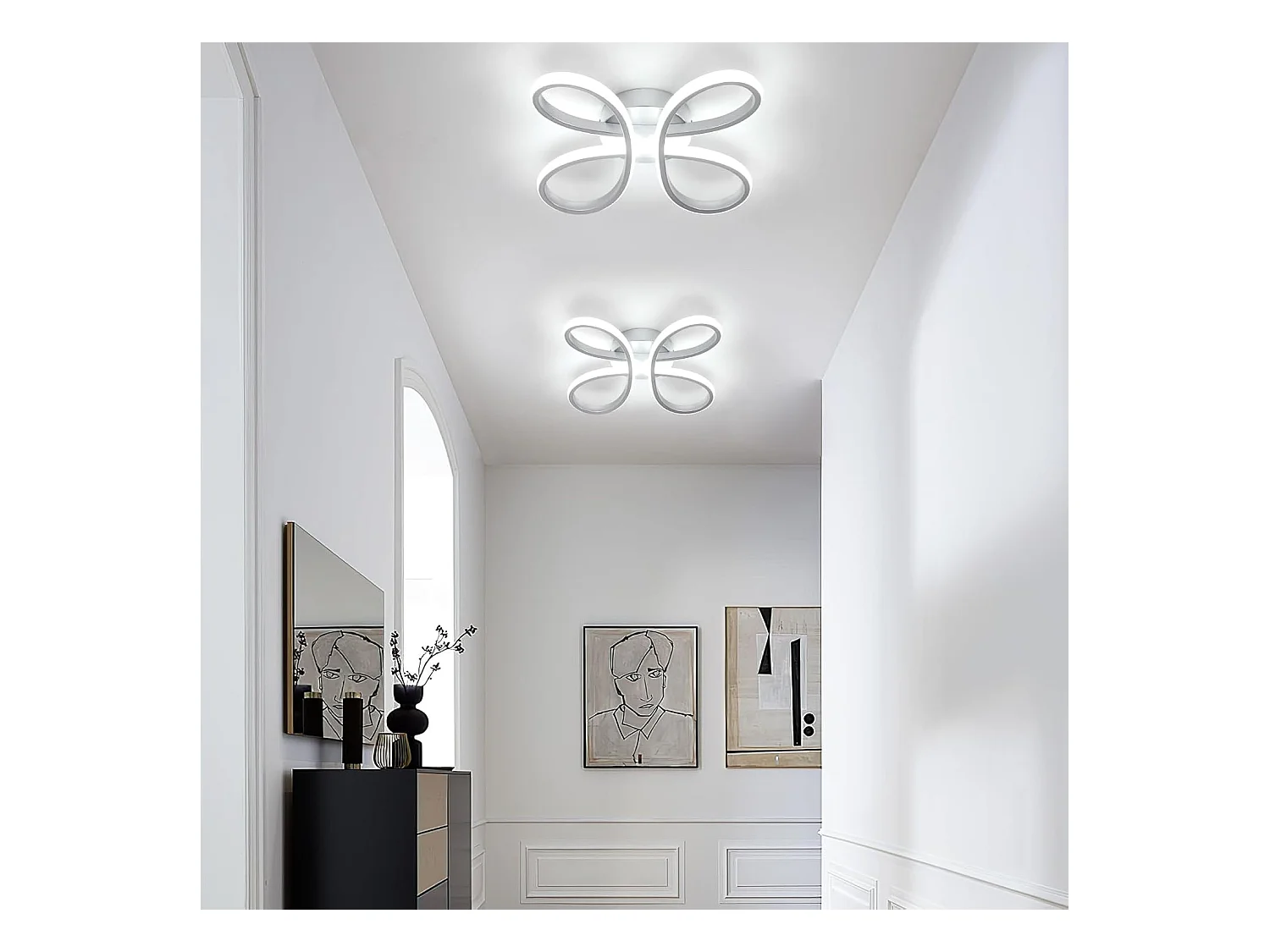 Plafonnier LED 30 W, design floral, éclairage de plafond LED, blanc froid 6 500 K, pour salon, chambre, cuisine, couloir et bureau