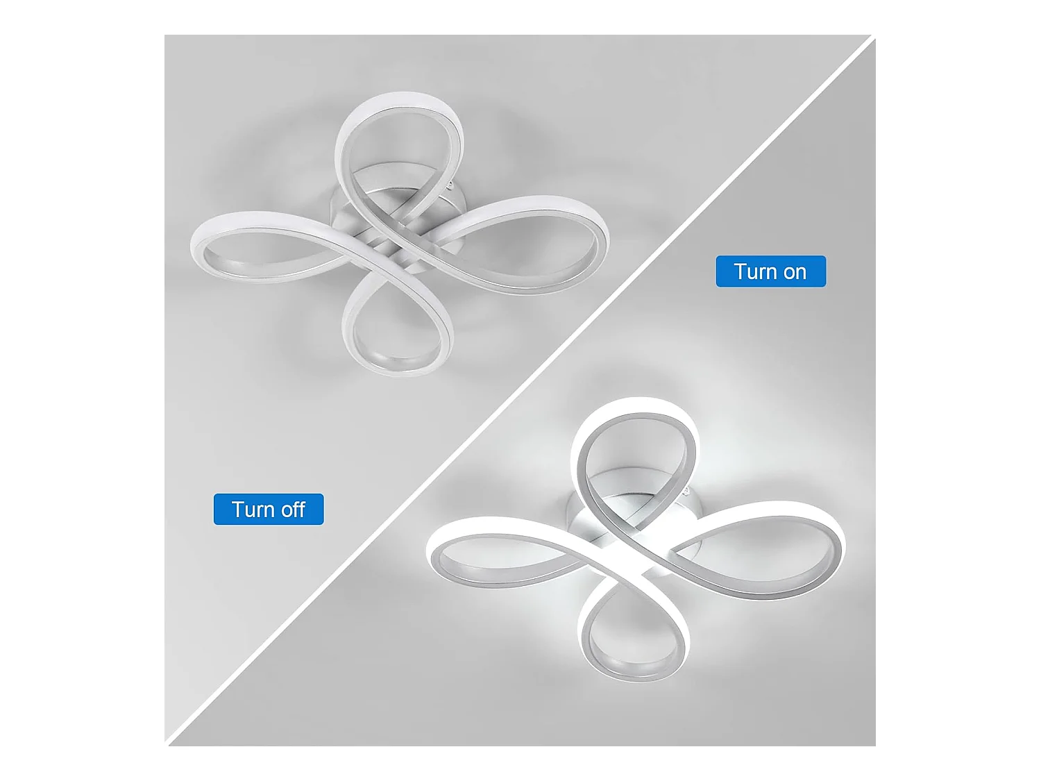 Plafonnier LED 30 W, design floral, éclairage de plafond LED, blanc froid 6 500 K, pour salon, chambre, cuisine, couloir et bureau