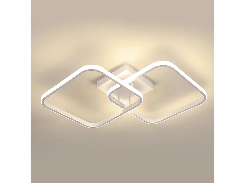 Plafonnier LED carré, 42W, 4725lm, design moderne, en acrylique blanc, pour salon, chambre, cuisine, studio, bureau, lumière neutre 4500K, 64cm