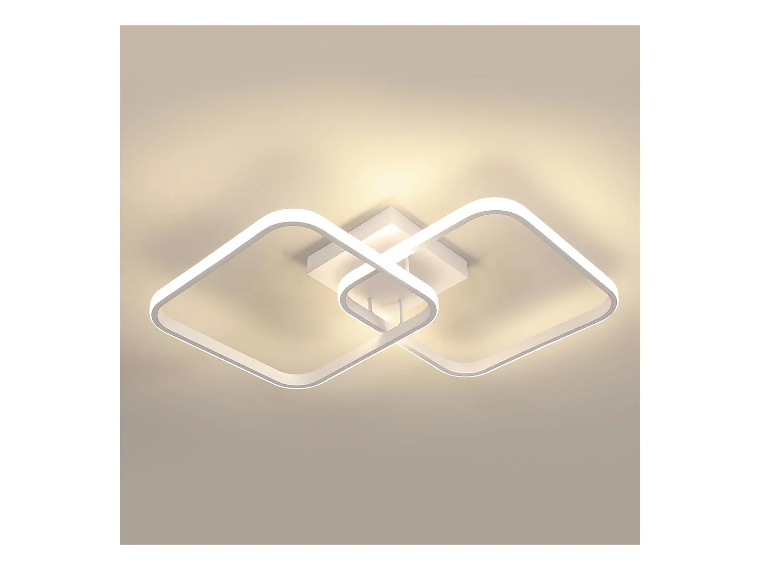 Plafonnier LED carré, 42W, 4725lm, design moderne, en acrylique blanc, pour salon, chambre, cuisine, studio, bureau, lumière neutre 4500K, 64cm