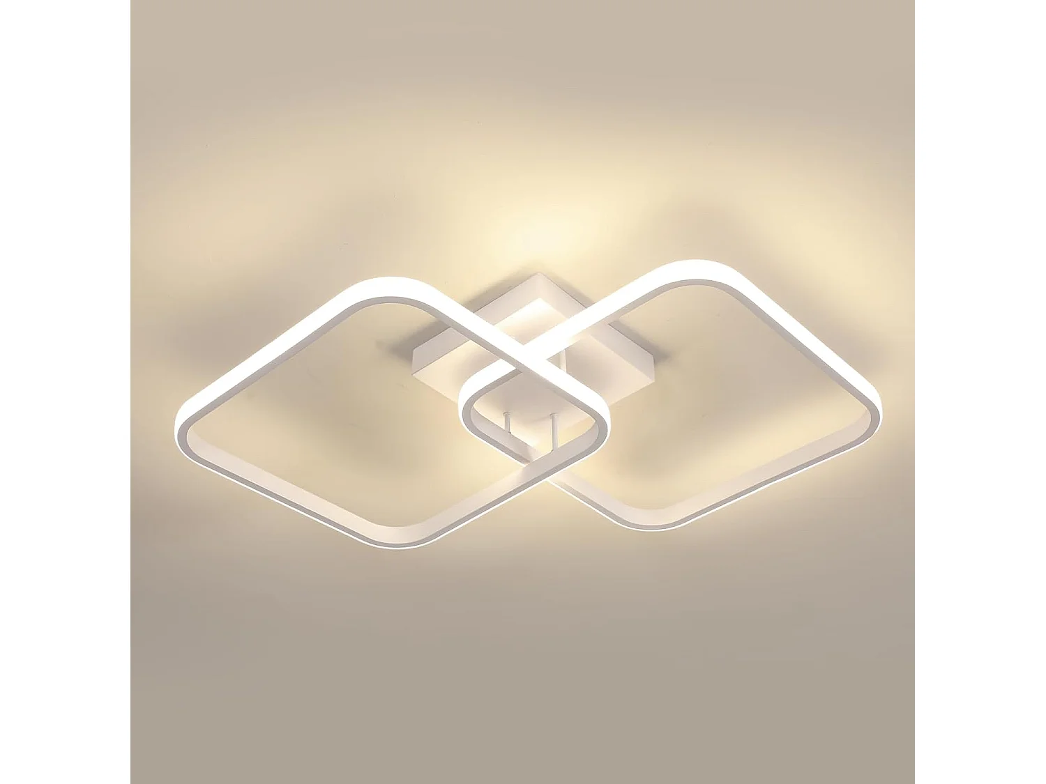 Plafonnier LED carré, 42W, 4725lm, design moderne, en acrylique blanc, pour salon, chambre, cuisine, studio, bureau, lumière neutre 4500K, 64cm