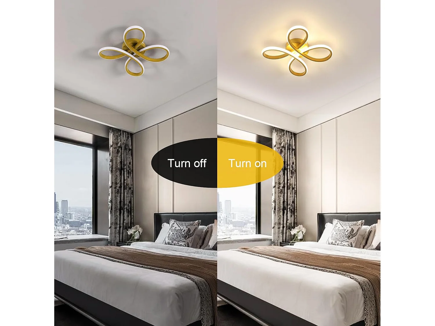 Plafonnier LED moderne, 30 W, 3 375 lm, idéal pour une chambre, un salon, une salle à manger ou une cuisine, lumière chaude 3 000 K, 30 cm, doré