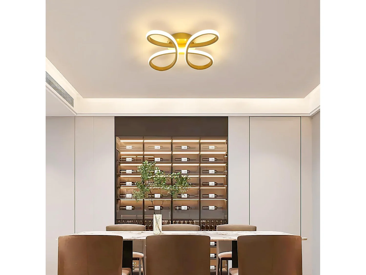 Plafonnier LED moderne, 30 W, 3 375 lm, idéal pour une chambre, un salon, une salle à manger ou une cuisine, lumière chaude 3 000 K, 30 cm, doré