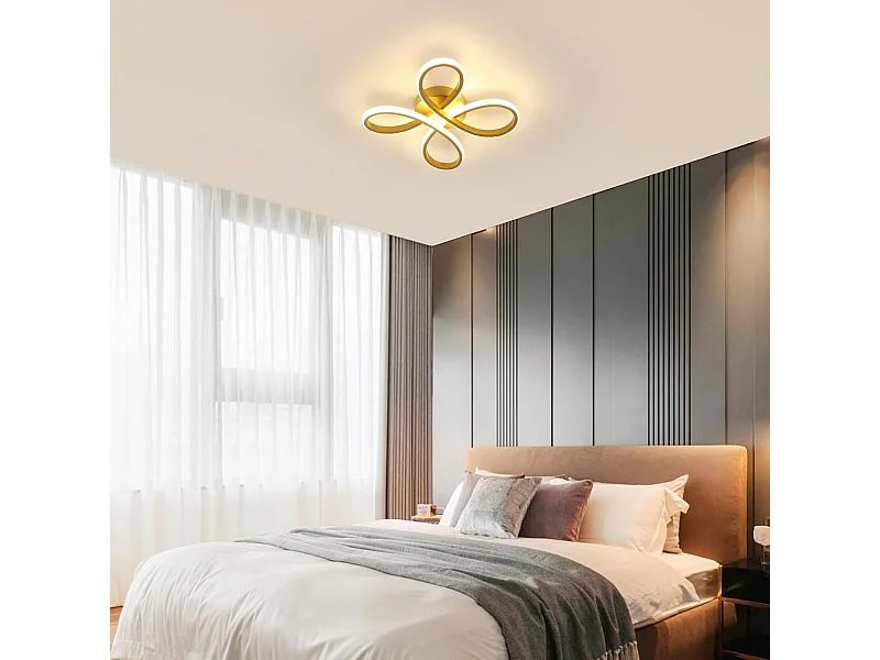 Plafonnier LED moderne, 30 W, 3 375 lm, idéal pour une chambre, un salon, une salle à manger ou une cuisine, lumière chaude 3 000 K, 30 cm, doré