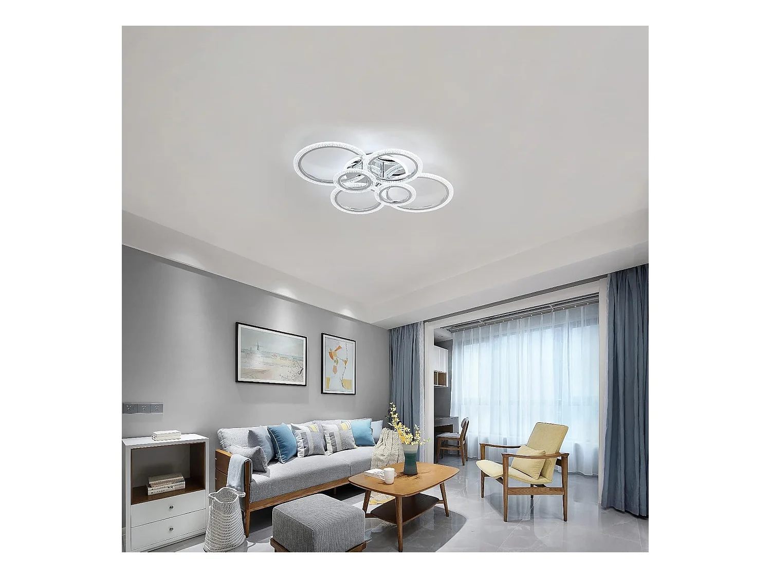 Plafonnier LED, plafonnier blanc à 6 anneaux 94W, 9400LM, 6500K, adapté aux plafonniers de salon, chambre, cuisine, couloir, balcon, salle à manger