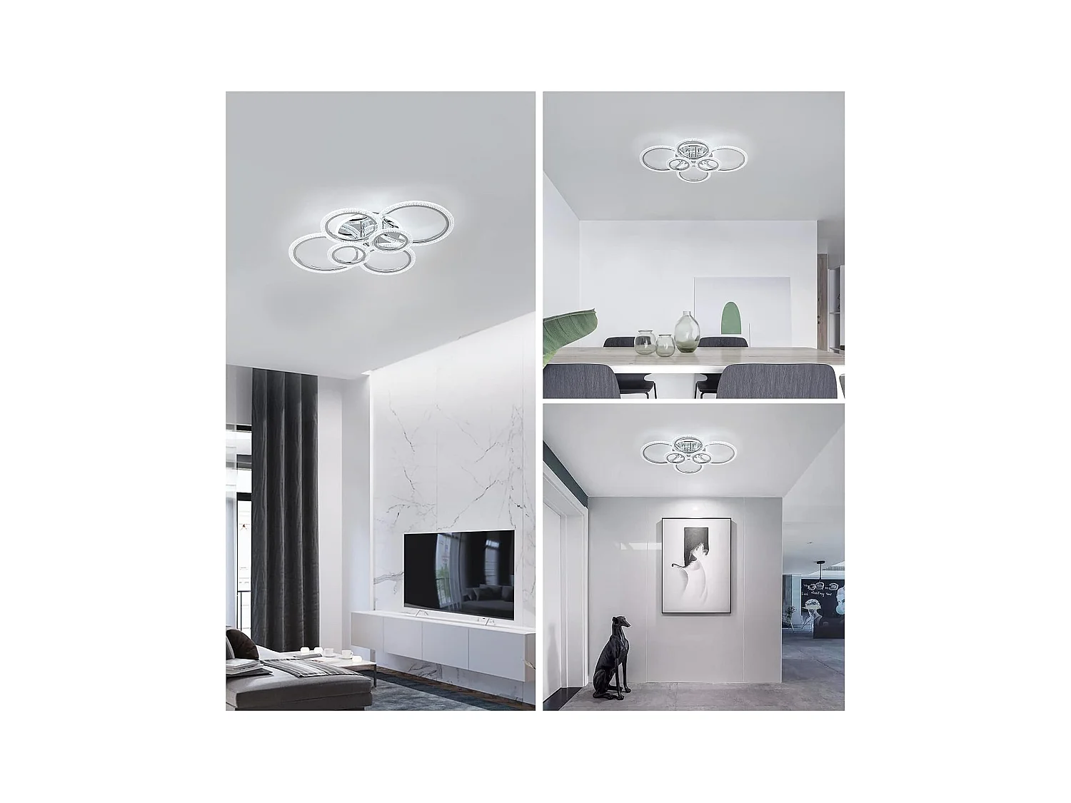 Plafonnier LED, plafonnier blanc à 6 anneaux 94W, 9400LM, 6500K, adapté aux plafonniers de salon, chambre, cuisine, couloir, balcon, salle à manger
