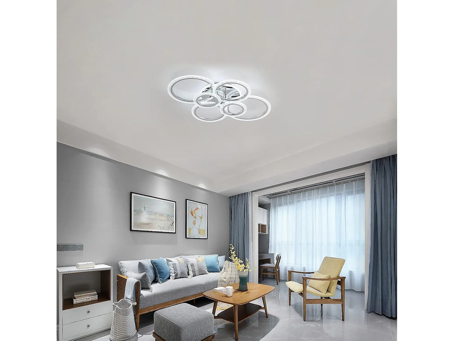 Plafonnier LED, plafonnier blanc à 6 anneaux 94W, 9400LM, 6500K, adapté aux plafonniers de salon, chambre, cuisine, couloir, balcon, salle à manger