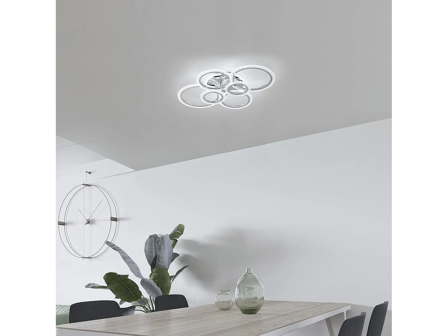Plafonnier LED, plafonnier blanc à 6 anneaux 94W, 9400LM, 6500K, adapté aux plafonniers de salon, chambre, cuisine, couloir, balcon, salle à manger