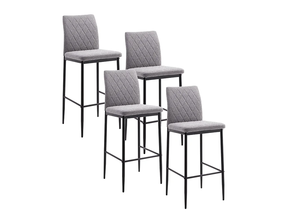 Pack de 4 taburetes altos de 108x43x48 cm tapizados antimanchas en color gris Estor