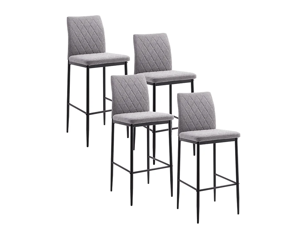 Pack de 4 taburetes altos de 108x43x48 cm tapizados antimanchas en color gris Estor