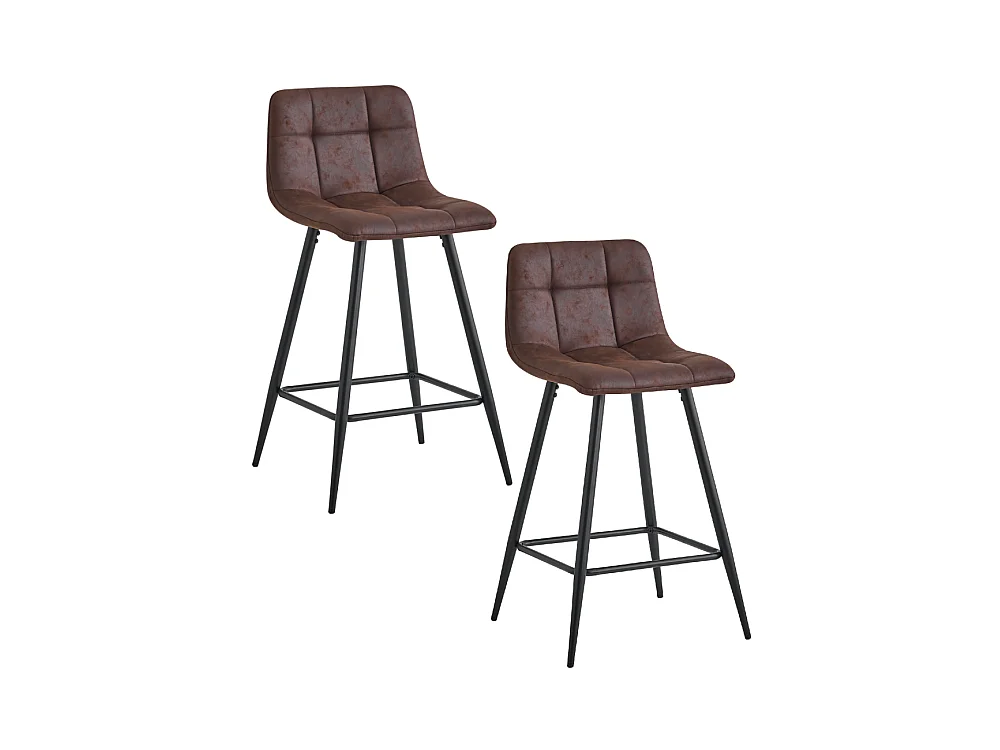 Pack de 2 taburetes altos de 93x41x45 cm en tela en color marrón y patas metálicas Dio