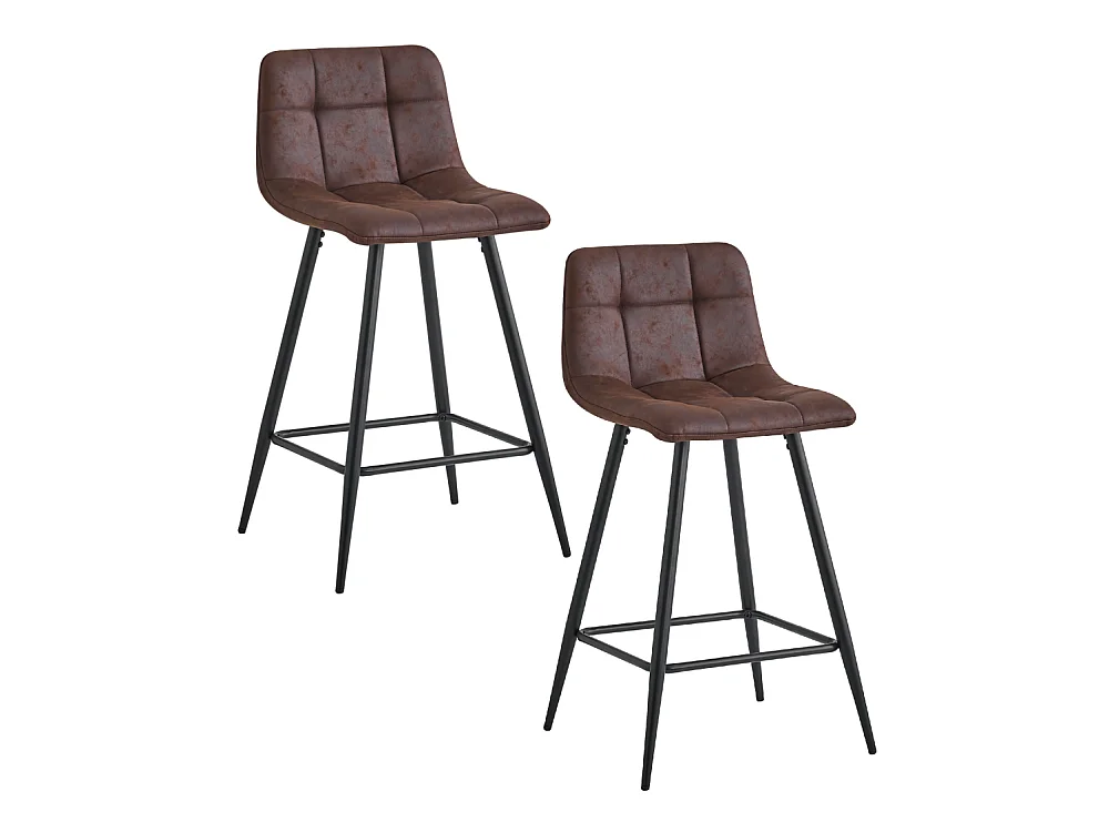 Pack de 2 taburetes altos de 93x41x45 cm en tela en color marrón y patas metálicas Dio