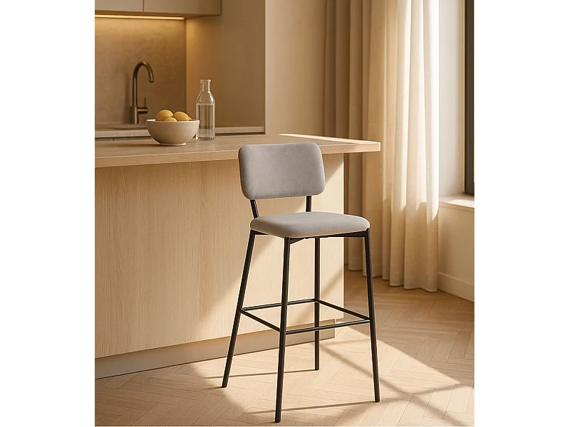 Pack de 4 taburetes de 103x45x51 cm tapizados en tela animanchas en color negro Ned