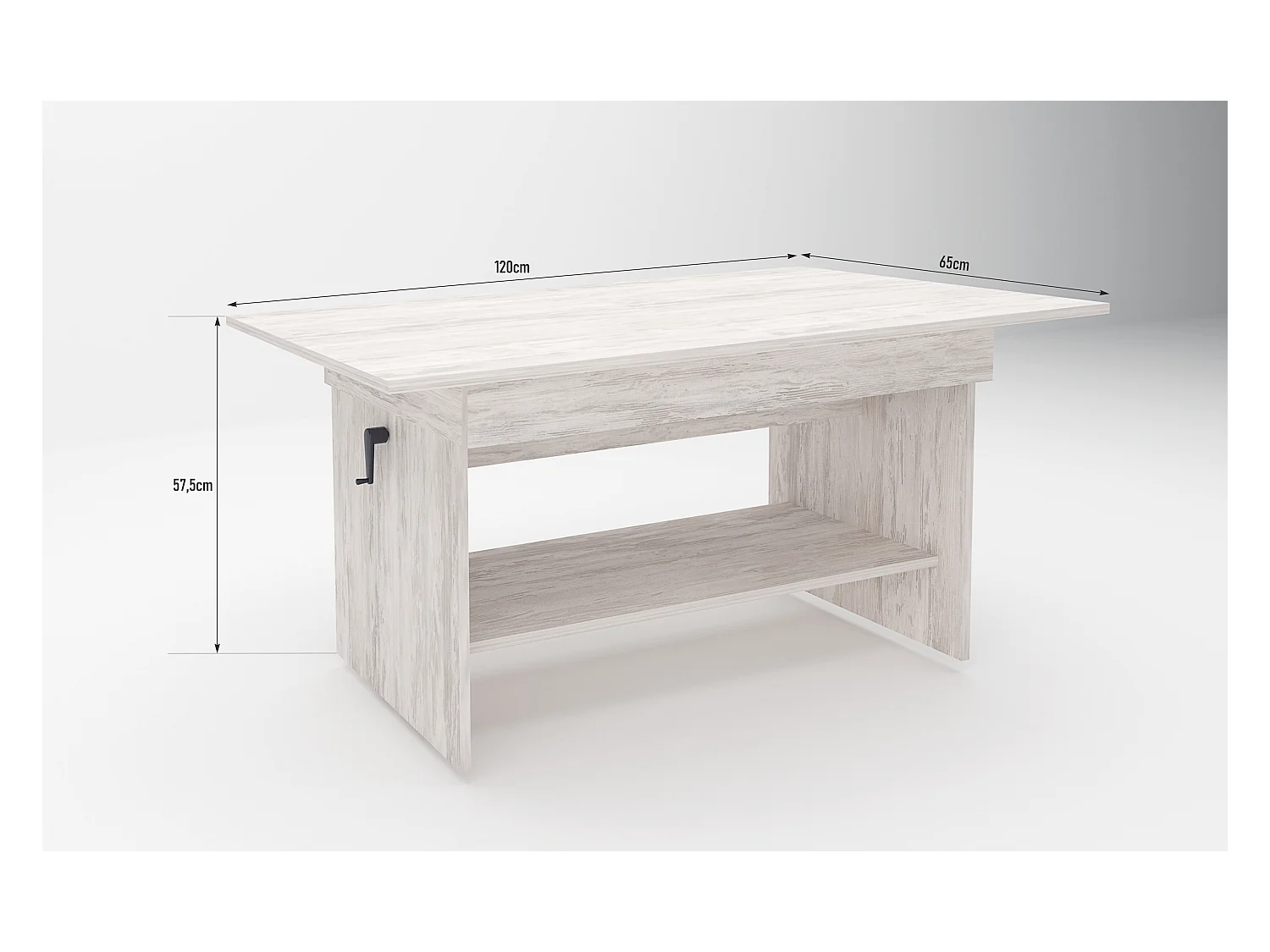 Tavolino da salotto regolabile in legno bianco TG13