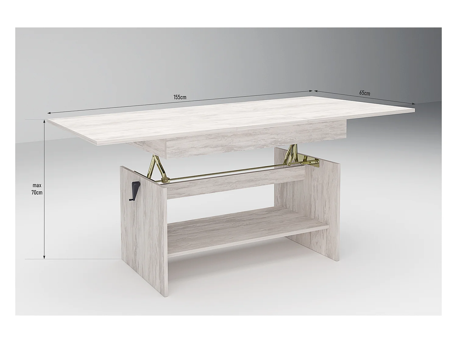 Tavolino da salotto regolabile in legno bianco TG13