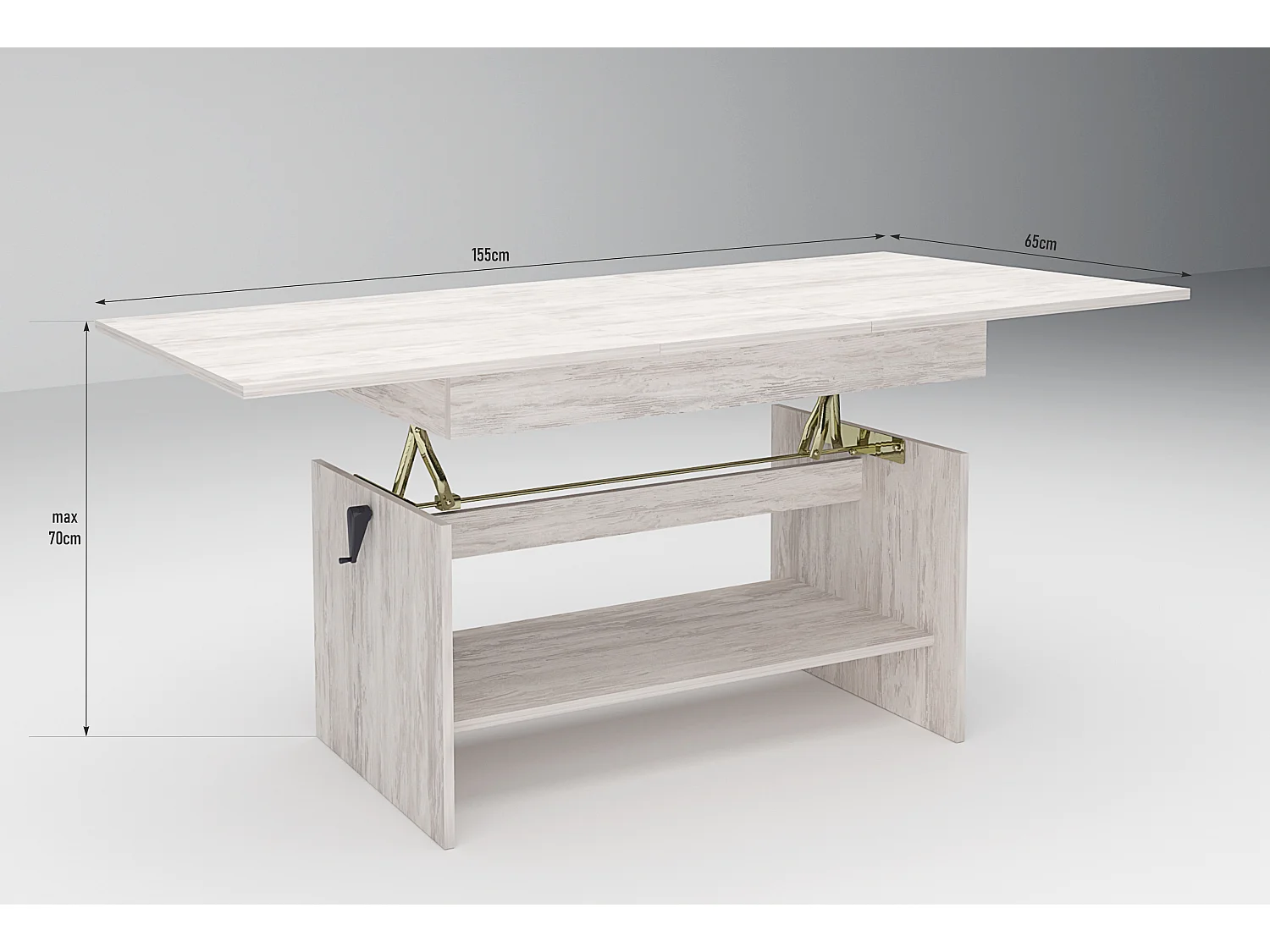 Tavolino da salotto regolabile in legno bianco TG13