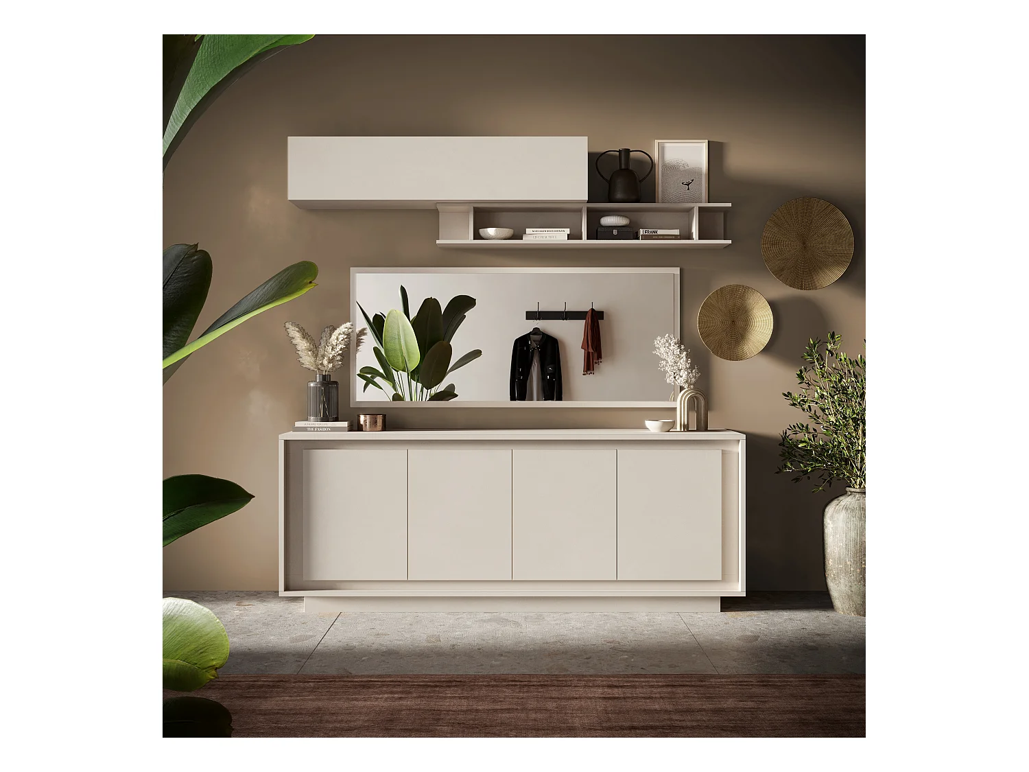 Specchiera moderna 160x68 cm con cornice cashmere SL8