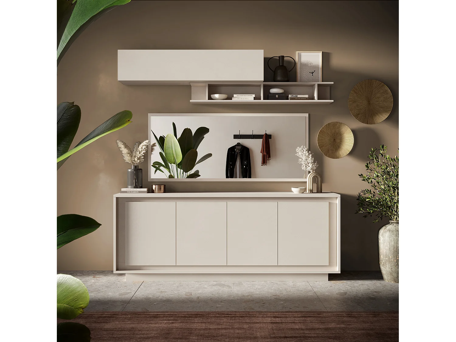 Specchiera moderna 160x68 cm con cornice cashmere SL8